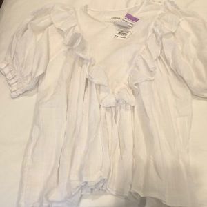 THE GREAT. Ruffle White Peasant Top Size 1 (small)